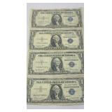 (4) SILVER CERTIFICATES 1 DOLLAR BILLS