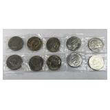 (10) UNCIRCULATED EISENHOWER DOLLARS (MIXED
