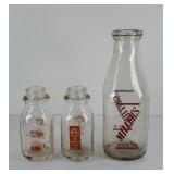 (3) MILLER MILK BOTTLES: QT & (2) PINTS
