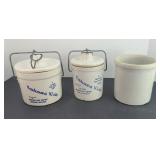(3) CROCK JARS & (2) LIDS
