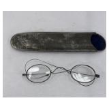 ANTIQUE CHILDS GLASSES IN METAL CASE