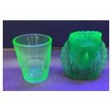 (2) URANIUM GLASS TOOTHPICK HOLDER