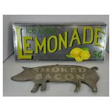 (2) KITCHEN SIGNS, LEMONADE & BACON