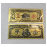 (2) GOLD FOIL CERTIFICATES, BUFFALO & NATIVE