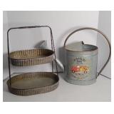 METAL WATERING CAN & TIERED SERVING TRAYS