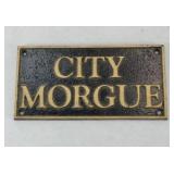 CAST IRON CITY MORGUE SIGN