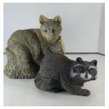 COYOTE AND RACCOON COMPOSITE STATUES