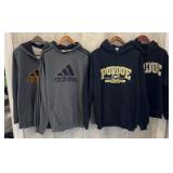 PURDUE AND OTHER XL & L HOODED SWEATSHIRTS