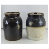 (2) CROCK JARS W/ LIDS