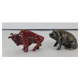 CAST IRON PIG AND BUFFALO BANKS