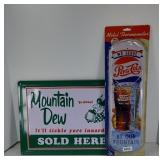 PEPSI THERMOMETER & MOUNTAIN DEW SIGN
