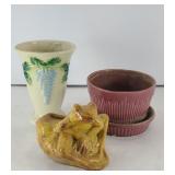 VINTAGE FROG PLANTER & OTHER PLANTERS