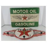 (2) TEXACO METAL SIGN & COAT HOLDER