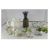CARNIVAL GLASS VASE, TEA POT & MORE