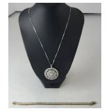 STERLING SILVER PENDANT NECKLACE & BRACELET