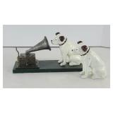 (2) CAST IRON RCA DOG PAPERWEIGHT AND BANK