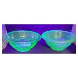 (2) URANIUM DEPRESSION GREEN BOWLS