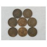 (8) INDIAN HEAD PENNIES WITH CLEAR DATES