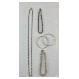 STERLING SILVER EARRINGS, BRACELETS, NECKLACE