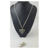 STERLING SILVER NECKLACE, EARRINGS