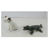 MONON RAILROAD ALLIGATOR ASHTRAY, RCA DOG BANK
