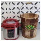 QUICK COOKER, WOODEN ICE CREAM BUCKET