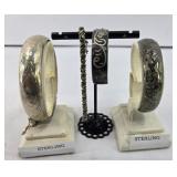 (4) STERLING SILVER BRACELETS