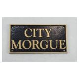 CAST IRON CITY MORGUE SIGN