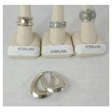 (3) STERLING SILVER RINGS, SET OF EARRINGS