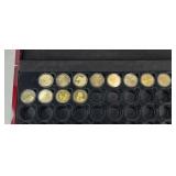 DOLLAR COIN COLLECTOR BOX W/ 12 $1 COINS