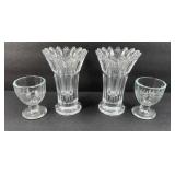 (2) LED CRYSTAL SMALL VASES & (2) EGG CUPS