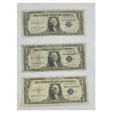 (3) 1935 $1 DOLLAR BLUE SEAL SILVER CERTIFICATES