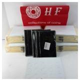 (4) WOOD COIN BOXES & (3) COIN POUCHES