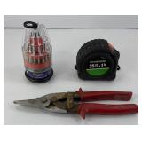 BIT SET, TAPE MEASURE & METAL SNIPS
