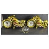 (2) MOTORCYCLE CLOCKS & SOLAR SYSTEM MARBLE