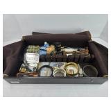 TREASURE BOX OF JEWELRY, TOYS, VINTAGE PAPER