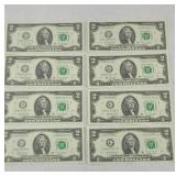 (8) $2 BILLS CONSECUTIVE SERIAL NUMBER, 2017A