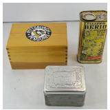 PITTSBURGH PENGUINS WOODEN BOX, ADVERTISING TINS