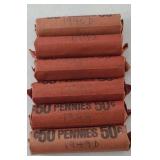 (6) ROLLS WHEAT PENNIES 1940S
