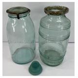 (2) ANTIQUE COHANSEY FRUIT JAR W/ LIDS