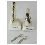 STERLING SILVER RING, BRACELET, EARRINGS