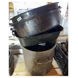 LARGE STOCK POT & (2) ROASTING PANS