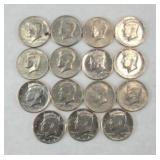 (15) KENNEDY HALF DOLLARS MIXED DATES