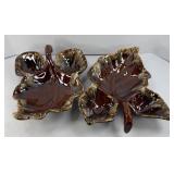 (2) HULL OVEN PROOF LEAF SERVING DISHES