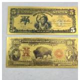 (2) FANTASY GOLD BACK BUFFALO & NATIVE AMERICAN