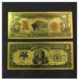 (2) FANTASY GOLD BACK BUFFALO & NATIVE AMERICAN