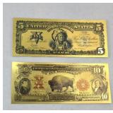 (2) FANTASY GOLD DOLLARS BUFFALO & INDIAN CHIEF