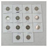 (14) EARLY 1900s V NICKELS