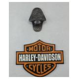 HARLEY DAVIDSON CAST IRON SIGN & BOTTLE OPENER
