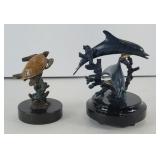 SPI GALLERY TURTLE & METAL DOLPHIN FIGURINE